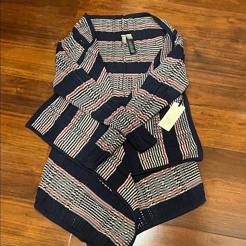 Forever 21 Navy and Red Striped Cardigan